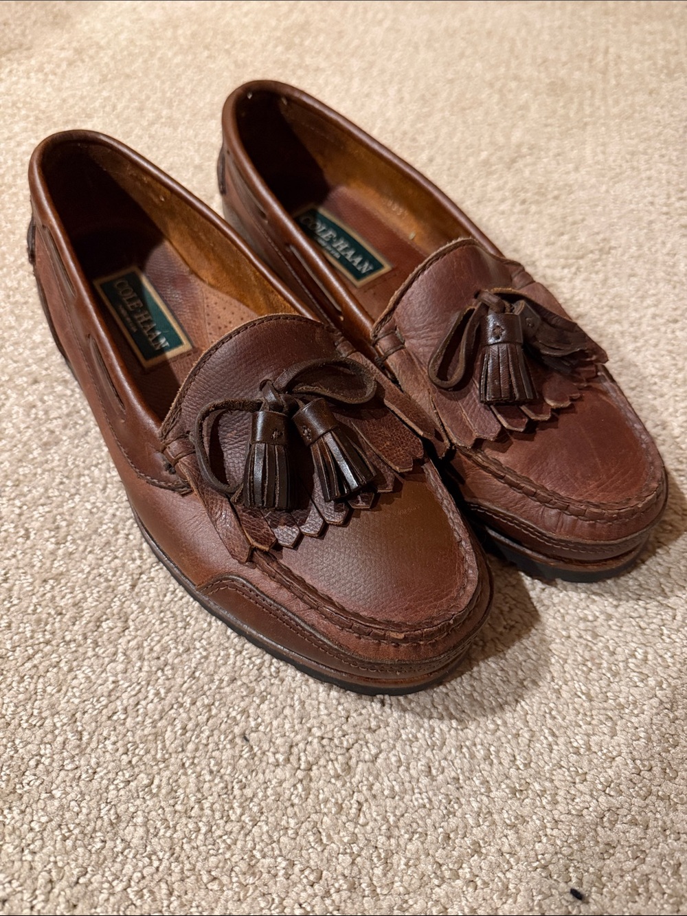 Cole Haan Men’s Chestnut Brown Leather Tassel Kiltie Loafers